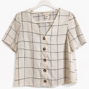 Urban Romantics White Grid Button-Down Shirt